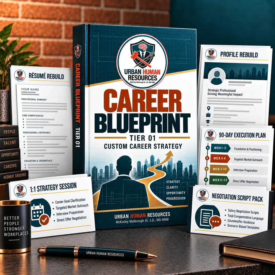 Career Blueprint, nivel 01: reconstrucción de currículum y perfil, sesión de estrategia uno a uno, plan de ejecución de 90 días y paquete de guiones de negociación