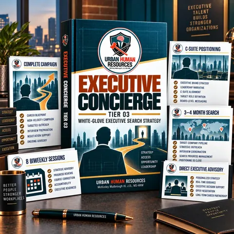 Executive Concierge materials: C-suite positioning, 3 to 4 month search, executive advisory