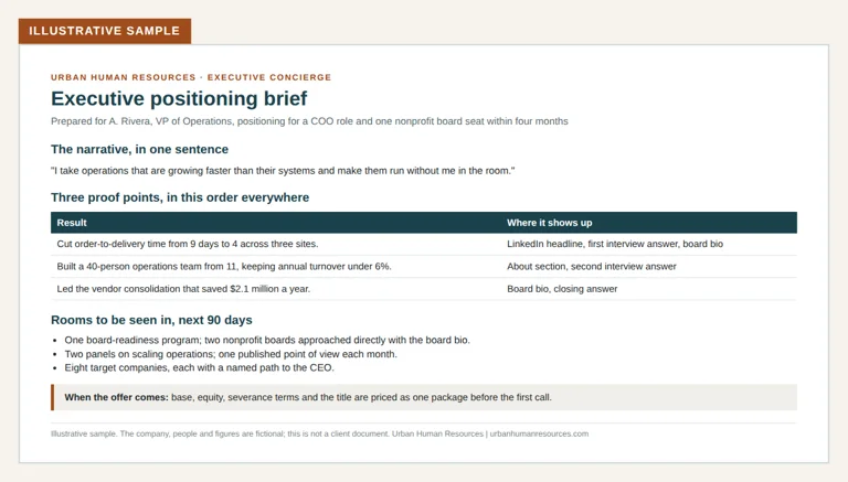 Sample executive positioning brief from the Executive Concierge